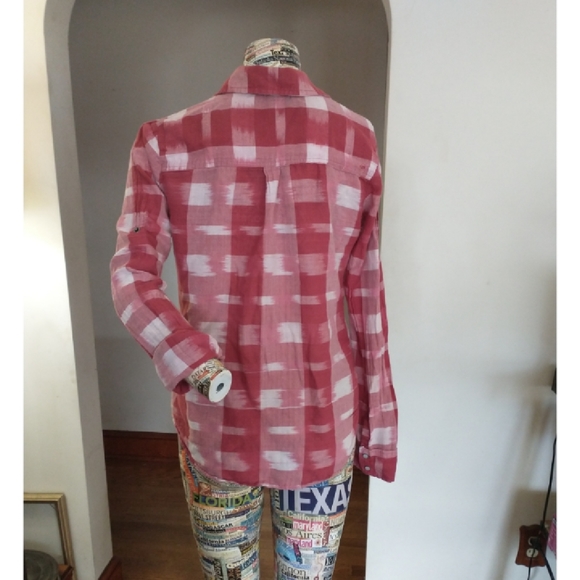 RVCA Red&White Plaid Snap up/Button up Shirt. Med. - Picture 5 of 8